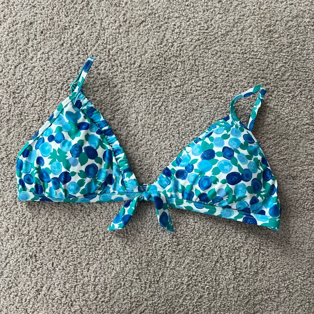 J. Crew Blue and Green Floral Bikini Top